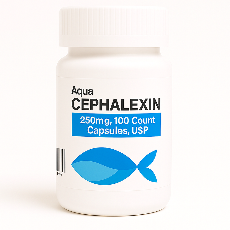 Aquarium Cephalexin 250mg fish antibiotic, 100-capsule bottle for ornamental aquarium fish