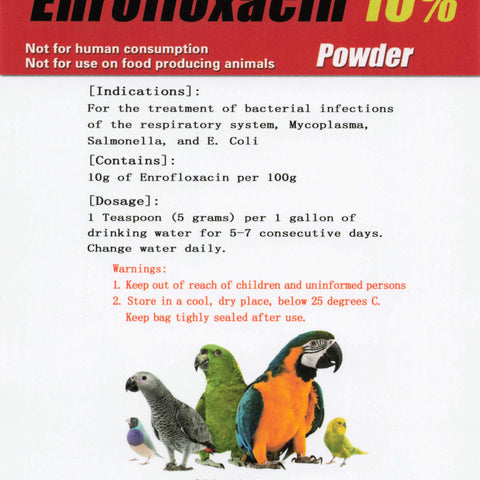 Enrofloxacin 10% Powder (Generic) – Broad-Spectrum Antibiotic for Pet Birds