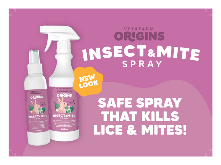 Origins Insect & Mite Spray (Vetafarm) for Rabbits & Small Animals - 6 Week Shield