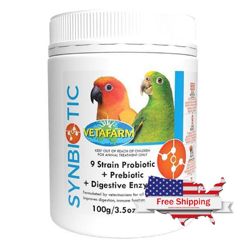 Synbiotic Avian Support (Vetafarm): Probiotic and Prebiotics for Birds, Digestive & Immune Support
