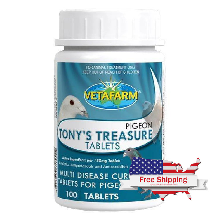 Tony’s Treasure Pigeon Tablets by Vetafarm – Advanced Pigeon Health Support – 100 Tablets