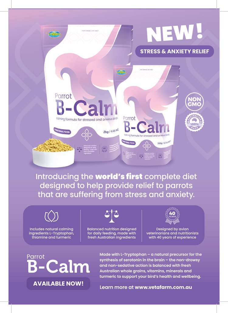 Parrot B-Calm (Vetafarm): Parrot Stress Relief & Bird Anxiety Relief in a Complete Diet