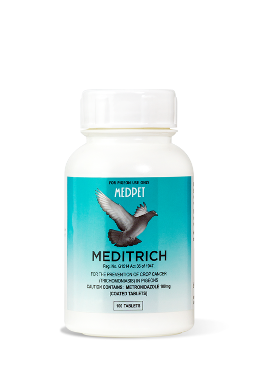 Meditrich Tablets (Medpet) Metronidazole for Pigeons - Stops Regurgitation/Treats Trichomoniasis in Pigeons