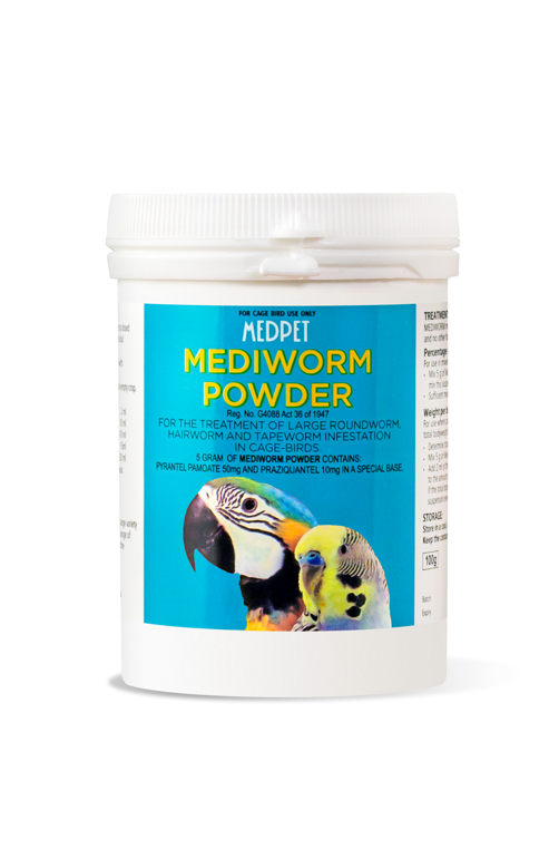 Mediworm Powder (Medpet) Highly Effective Deworming Powder for Birds - the "Golden Standard"