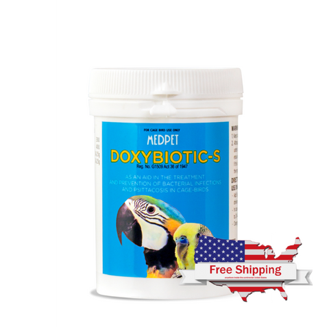 Doxybiotic-S (Medpet) Treats Psittacosis and Bacterial Infections in Cage Birds