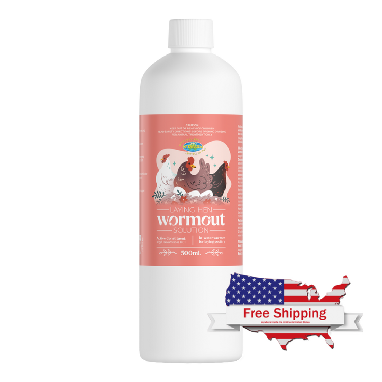 Laying Hen Wormout Solution - No Withholding Period on Eggs (Vetafarm): Treats Intestinal Worms