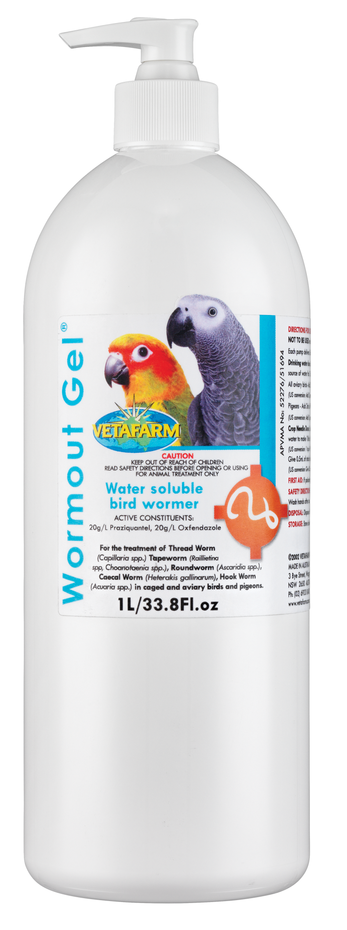 Wormout Gel (Vetafarm) Effective Bird Wormer for Pigeons & Aviary Birds