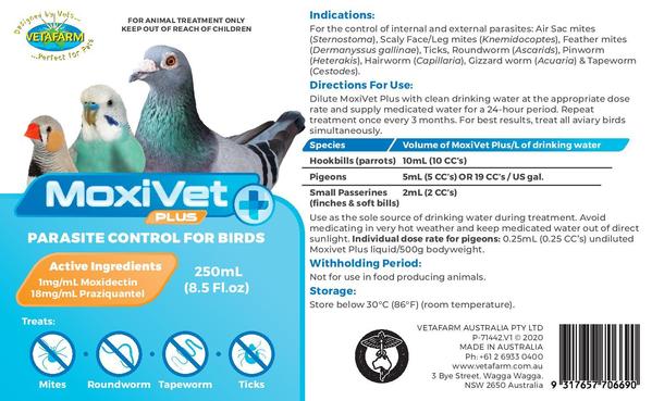MoxiVet Plus Effective Bird Parasite Control with Moxidectin & Praziquantel