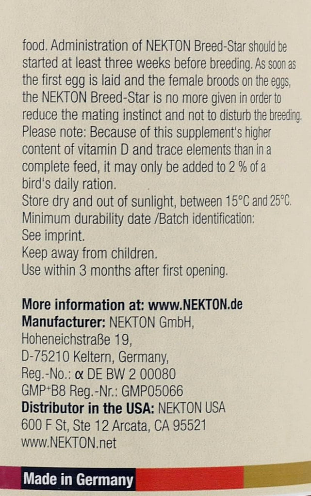 Nekton Breed-Star: Fortified Breeding Supplement for Birds
