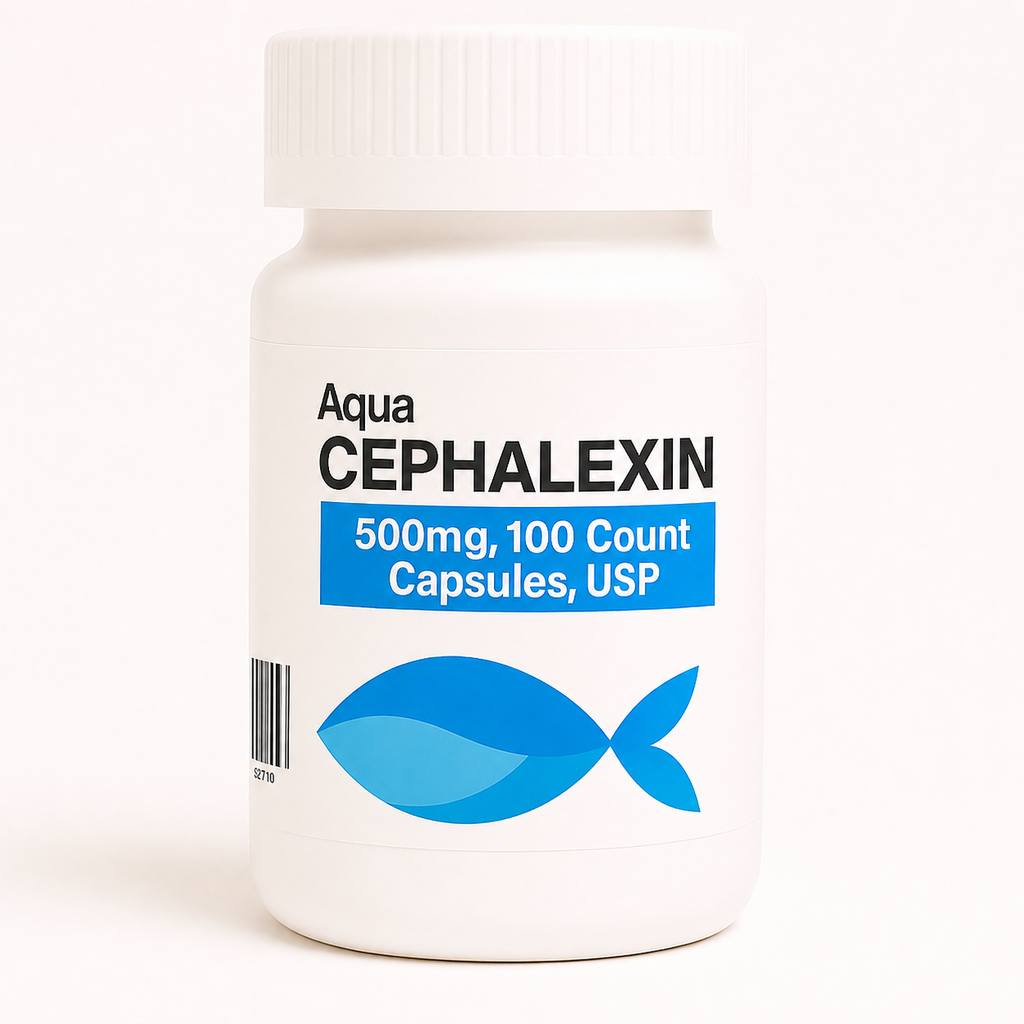 Aquarium Cephalexin 500mg Forte fish antibiotic, 100-capsule bottle for ornamental fish
