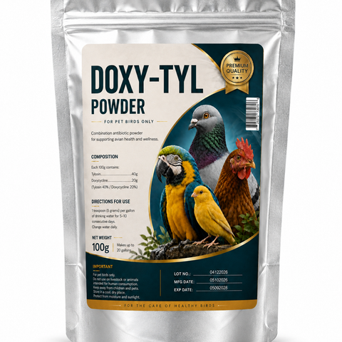 Doxy-Tyl Powder for Pet Birds – Tylosin & Doxycycline Avian Antibiotic Powder 100g