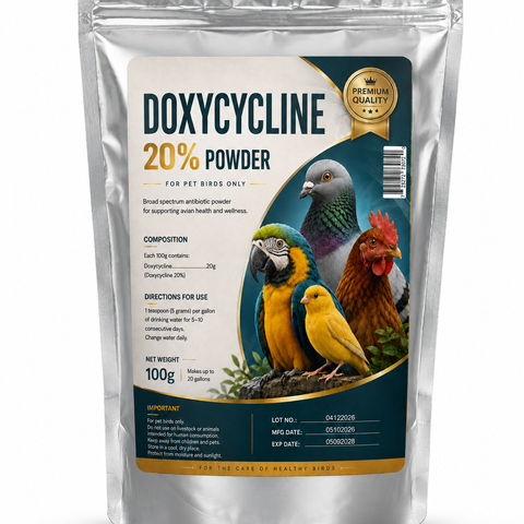 Doxycycline 20% Powder for Pet Birds – Avian Antibiotic Powder 100g