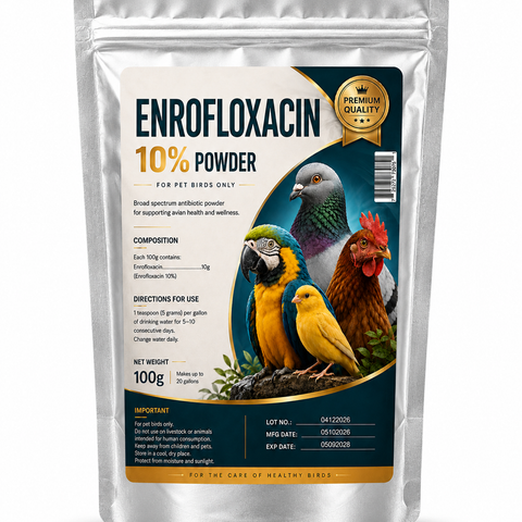 Enrofloxacin 10% Powder for Pet Birds – Avian Antibiotic Powder 100g