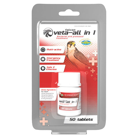 Falcon Veta All-In 1 Tabs: Treats Bacterial & Protozoal infections in Raptors