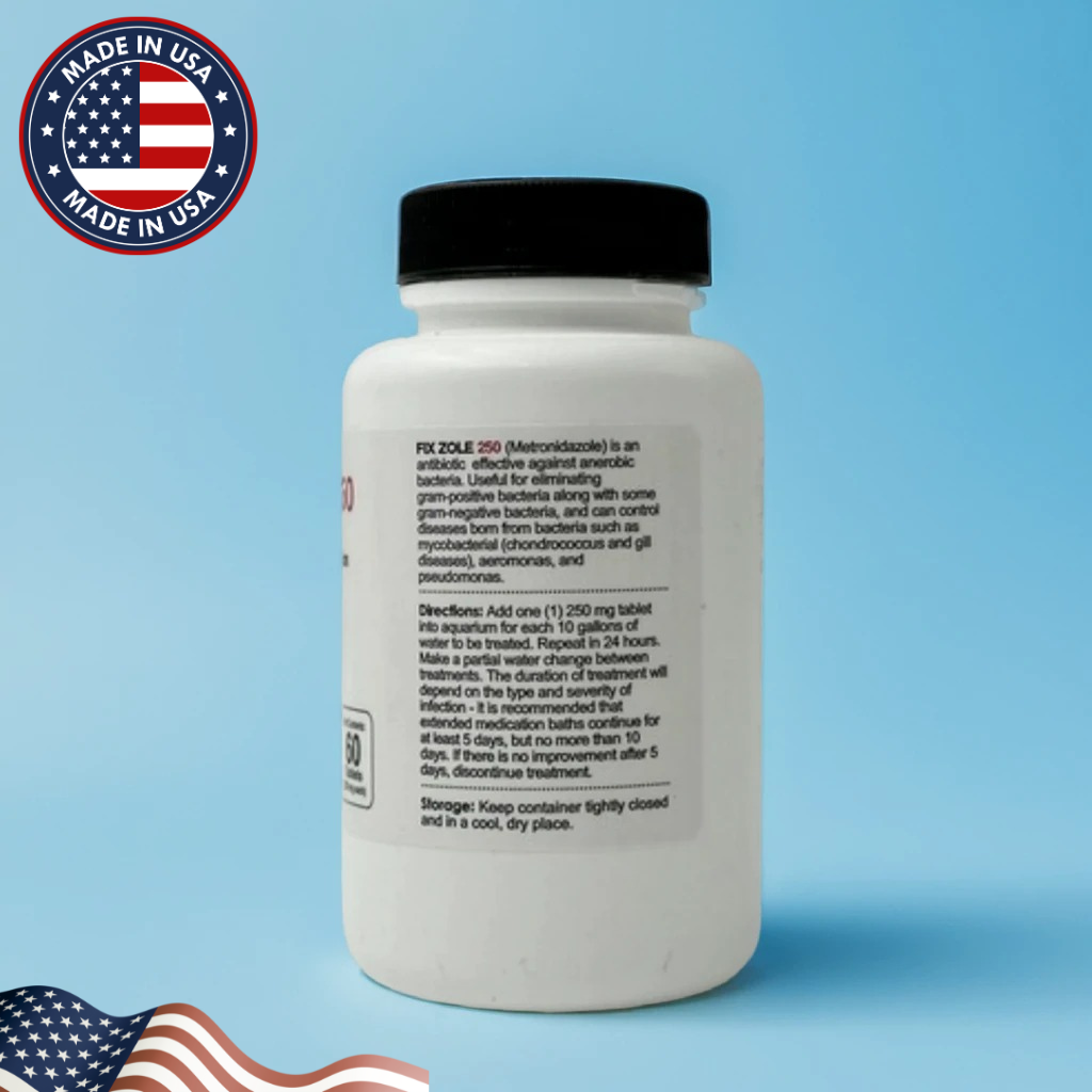 Fish Zole (Metronidazole) 250mg 60 Count Fish Antibiotics