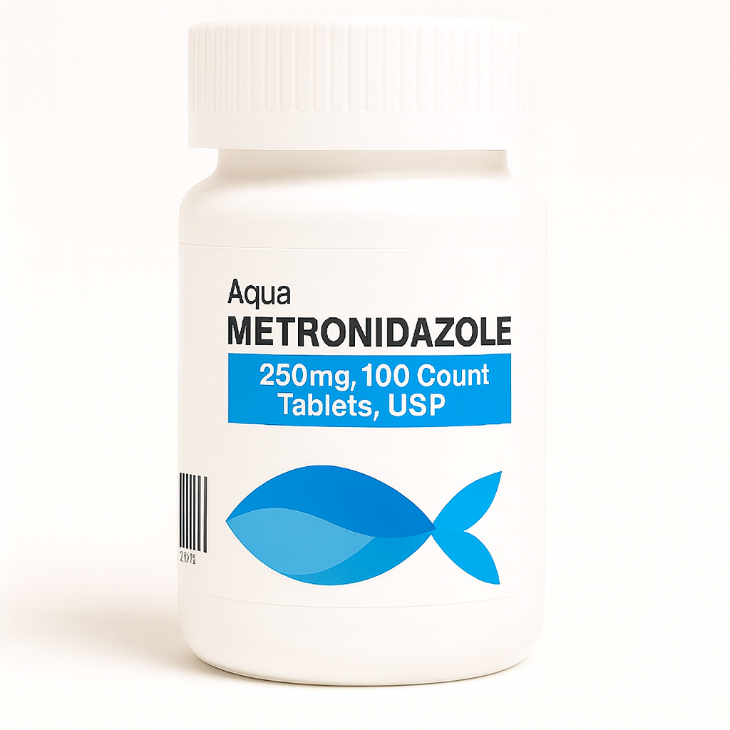 Aquarium Metronidazole 250mg fish medication, 100-tablet bottle for ornamental aquarium fish