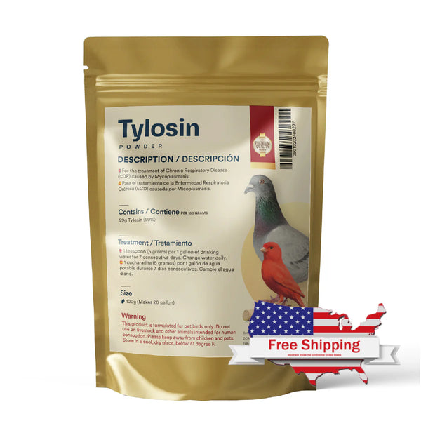 Tylosin Powder for Birds – CRD Support for Pigeons, Cage Birds & Chickens – 100 g