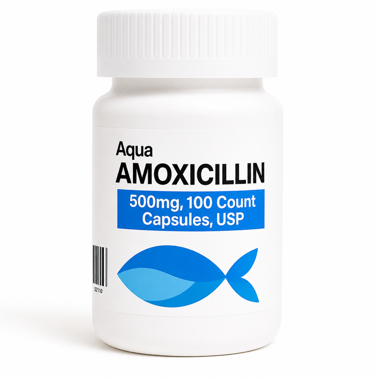 Aquarium Amoxicillin 500mg Forte fish antibiotic, 100-capsule bottle for ornamental fish