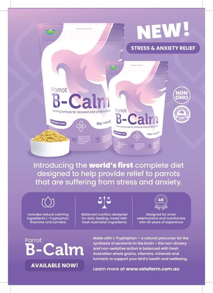Parrot B-Calm (Vetafarm): Parrot Stress Relief & Bird Anxiety Relief in a Complete Diet
