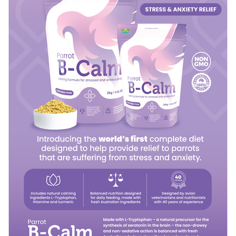 Parrot B-Calm (Vetafarm): Parrot Stress Relief & Bird Anxiety Relief in a Complete Diet