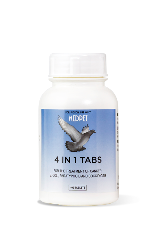 4 in 1 Tablets (Medpet) Pigeon Treatment - Controls, Paratyphoid, Canker, etc.