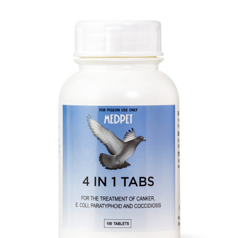 4 in 1 Tablets (Medpet) Pigeon Treatment - Controls, Paratyphoid, Canker, etc.