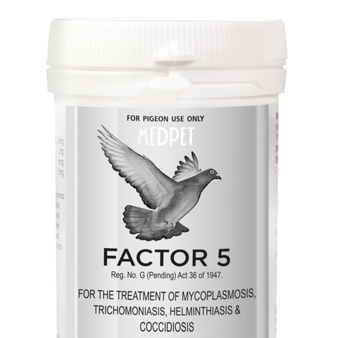 Factor 5 (Medpet) 5-in-1 Remedy for Respiratory Issues, Canker & Certain Worms in Pigeons