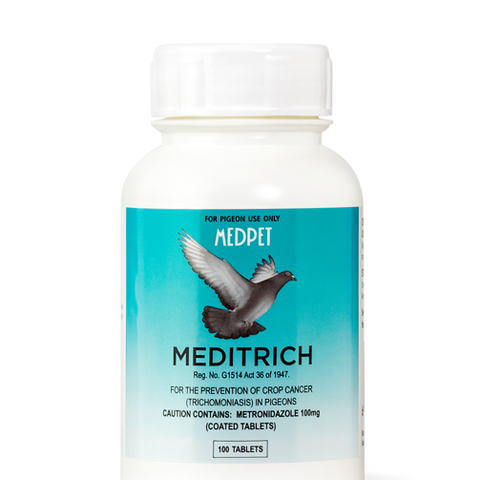 Meditrich Tablets (Medpet) Metronidazole for Pigeons - Stops Regurgitation/Treats Trichomoniasis in Pigeons