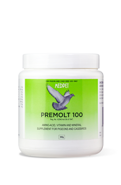 Premolt 100 (MedPet) Plumage Enhancement for Birds (Pigeons & Cage Birds)