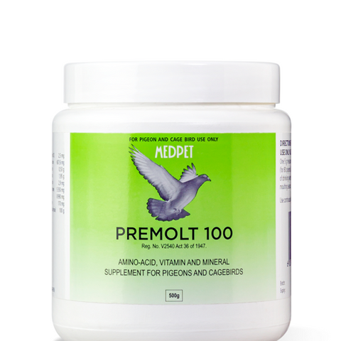 Premolt 100 (MedPet) Plumage Enhancement for Birds (Pigeons & Cage Birds)