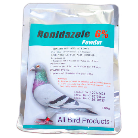 Ronidazole 6% Powder – Canker & Protozoal Infection Treatment for Birds