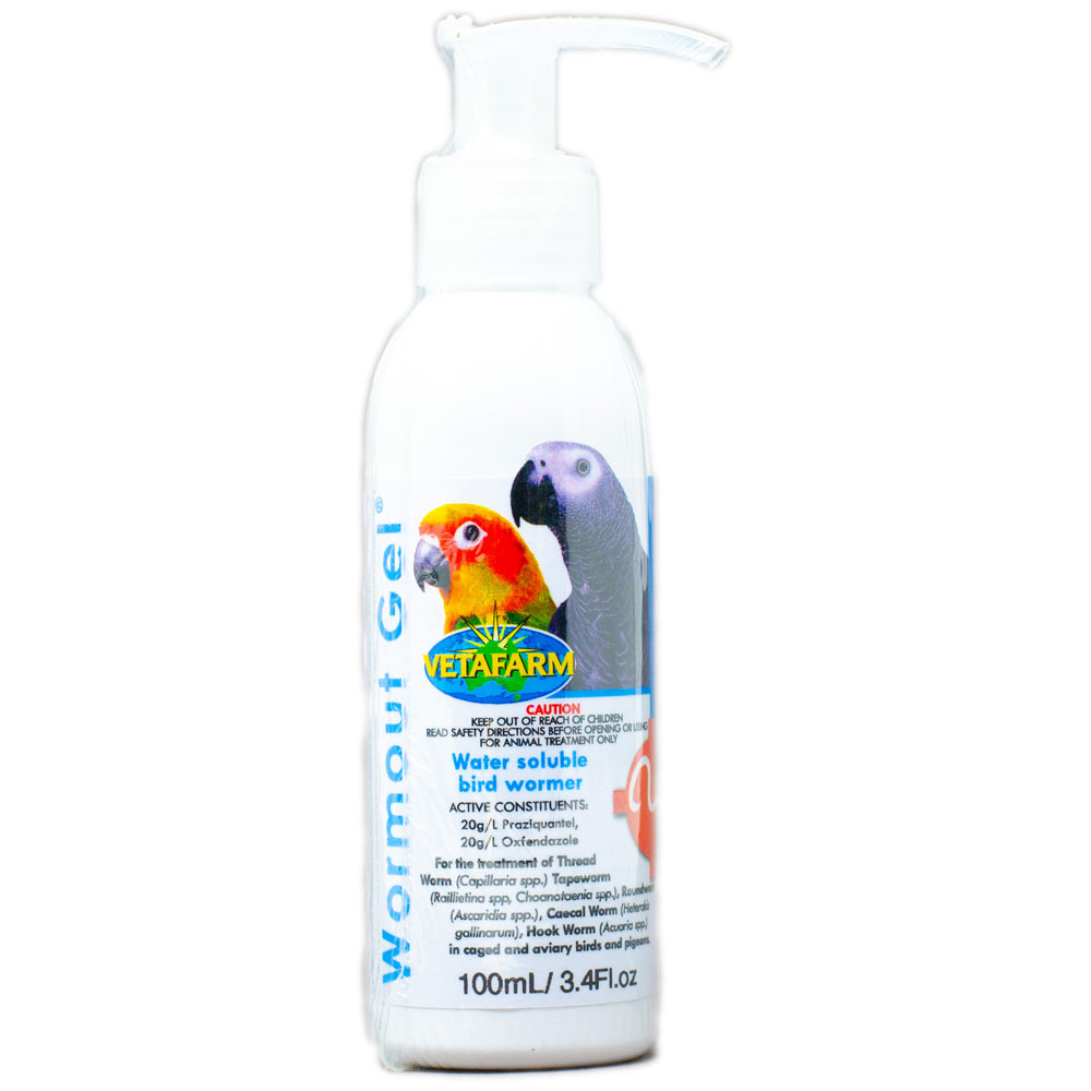 Worm Out Gel – Vetafarm Water-Soluble Bird Dewormer for Internal Parasites